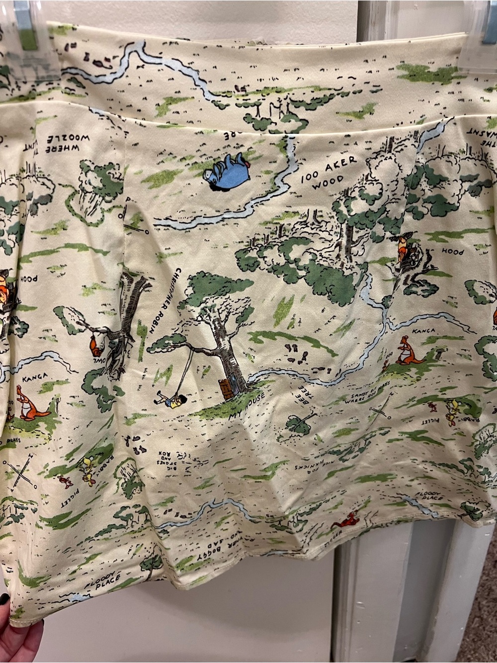 Winnie-the-Pooh Map Print Skirt - Cream with Green & Blue. Size M.